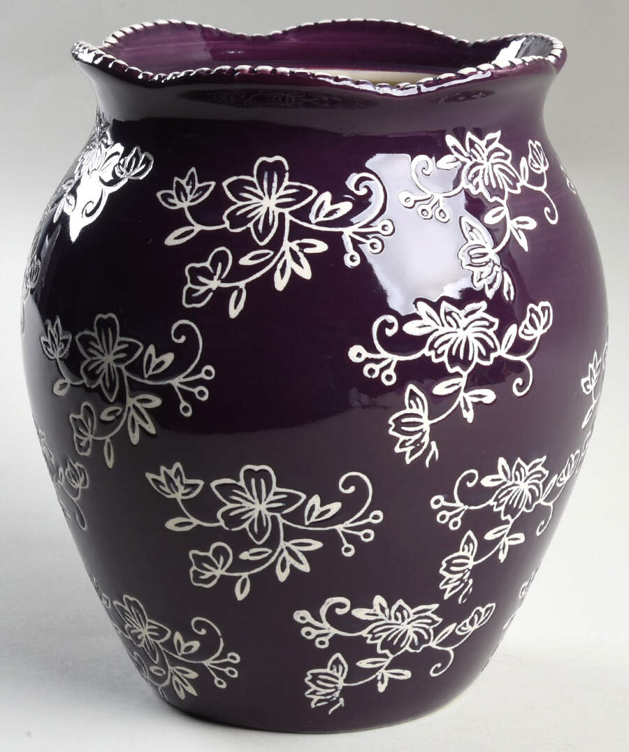 Floral Lace Eggplant Cookie Jar No Lid by Temp-Tations-1