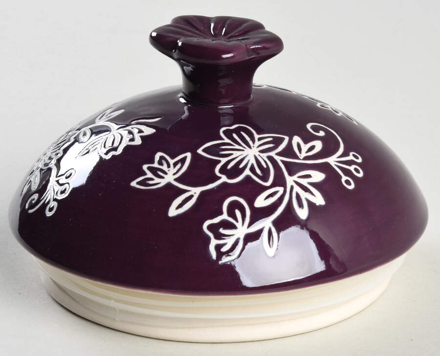 Floral Lace Eggplant Lid for Cookie Jar by Temp-Tations-1