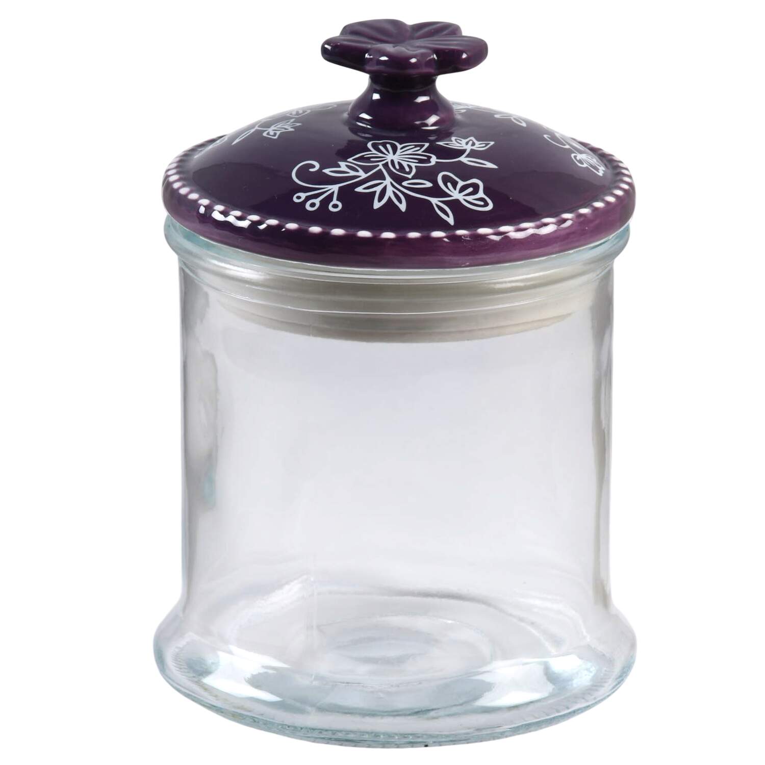 Floral Lace Eggplant Medium Glassware Canister by Temp-Tations-1
