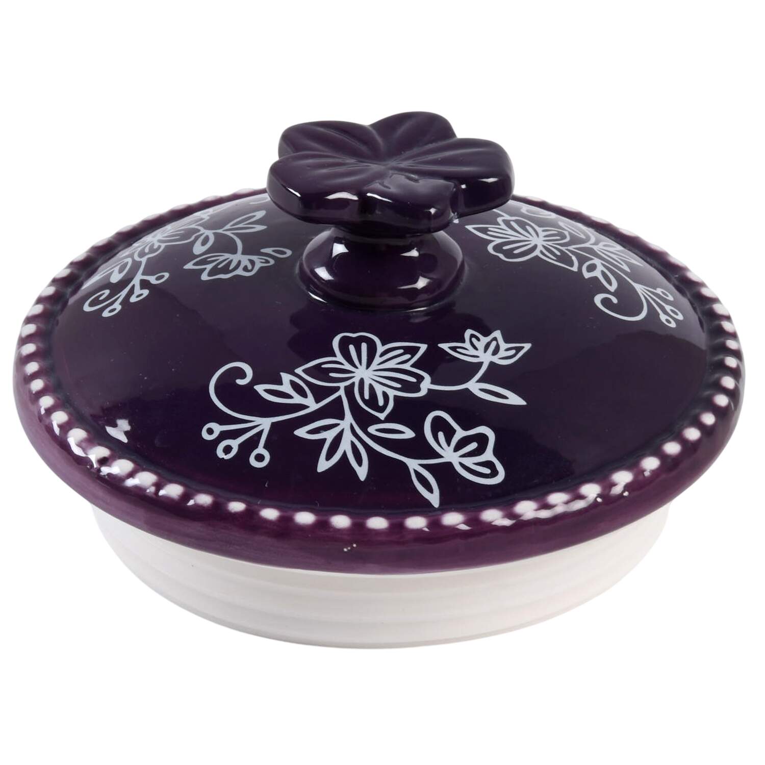 Floral Lace Eggplant Lid for Small Glassware Canister by Temp-Tations-1