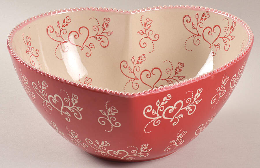 Floral Lace Romance 9" Heart Shaped Bowl by Temp-Tations-1