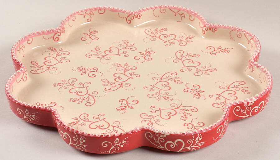 Floral Lace Romance 13" Scalloped Shallow Baker by Temp-Tations-1