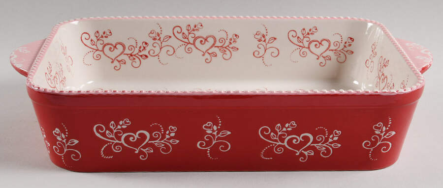 Floral Lace Romance 13" Rectangular Handled Baker by Temp-Tations-1