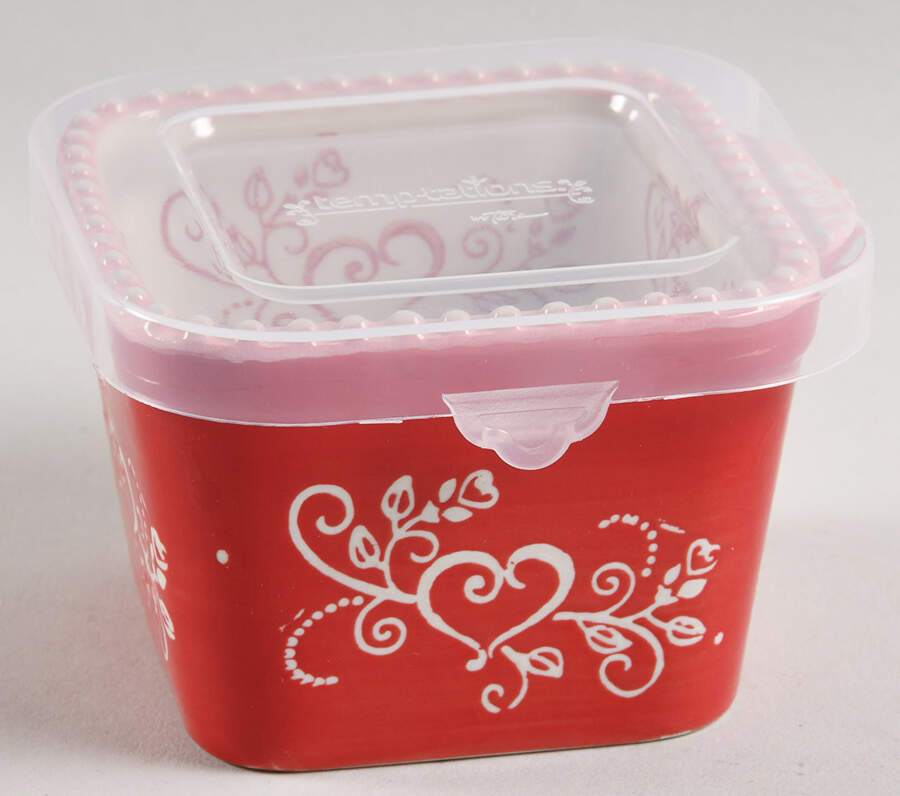 Floral Lace Romance Square Ramekin & Plastic Lid by Temp-Tations-1