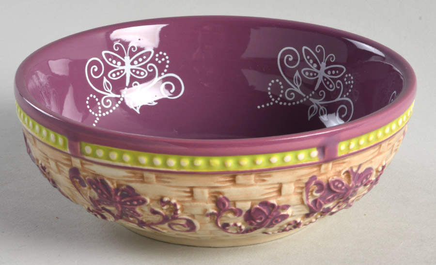 Floral Lace Basketweave Spring Soup/Cereal Bowl by Temp-Tations-1