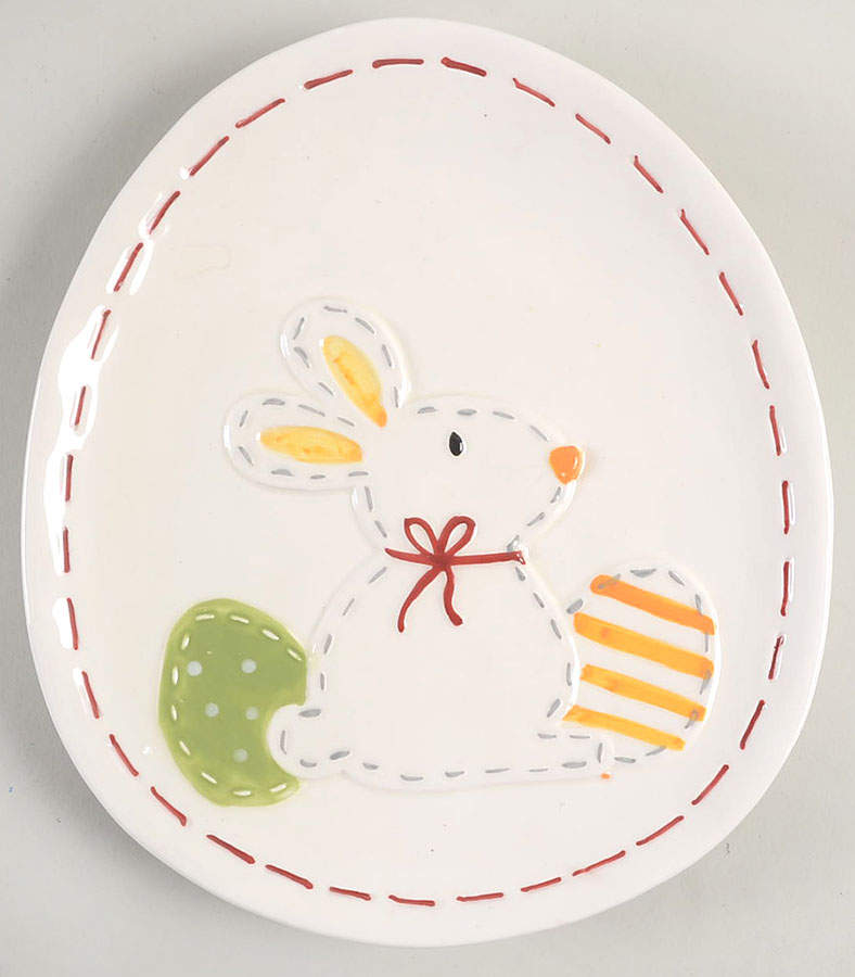 Easter Stitch 9" Egg Shape Plate by Tabletops Unlimited-1