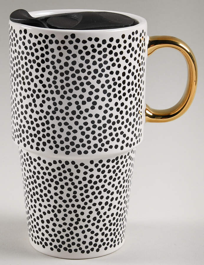 Polka Dot Travel Mug & Plastic Lid by Thyme & Table-1