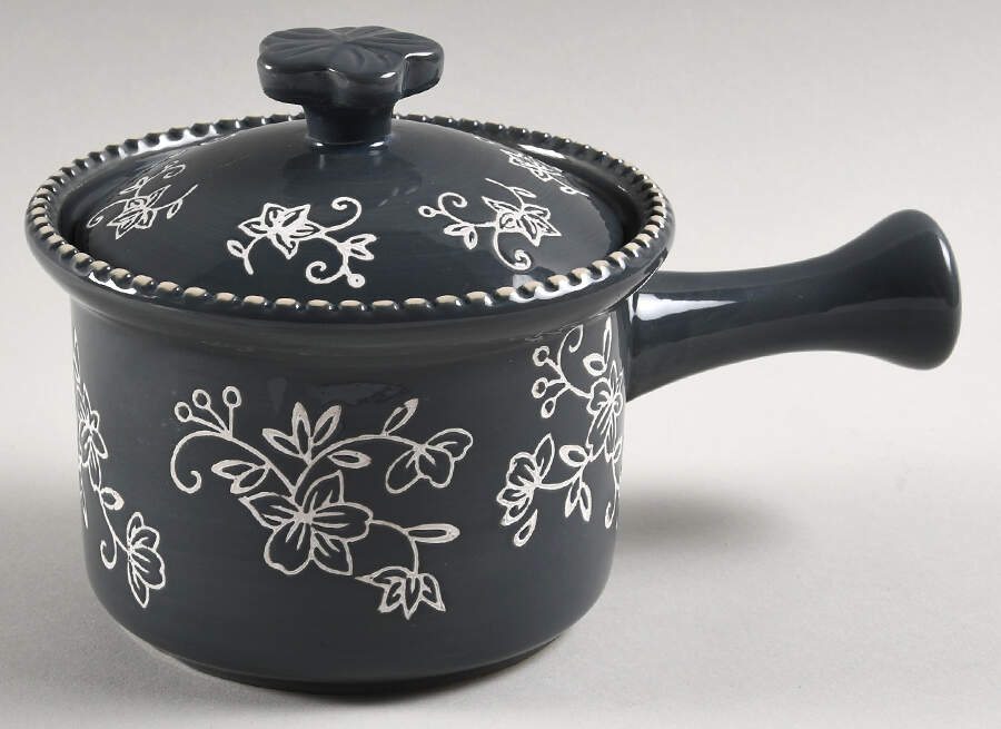 Floral Lace Gray Egg Pan with Lid by Temp-Tations-1