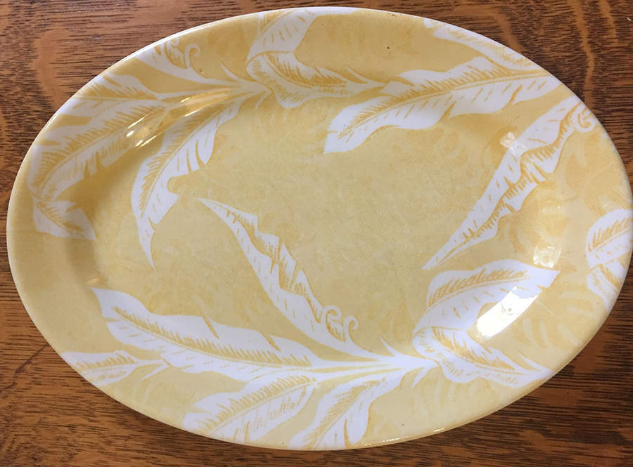 Palm Yellow 12" Oval Serving Platter by Tepco-1