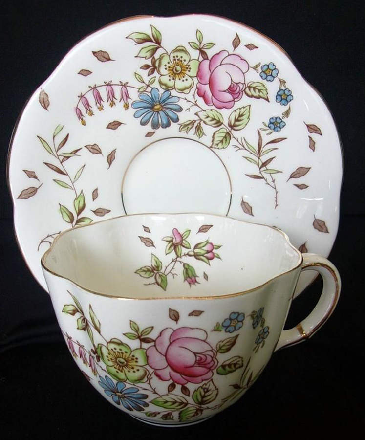 Cottage Spring Flowers Flat Cup & Saucer Set by Taylor & Kent-1