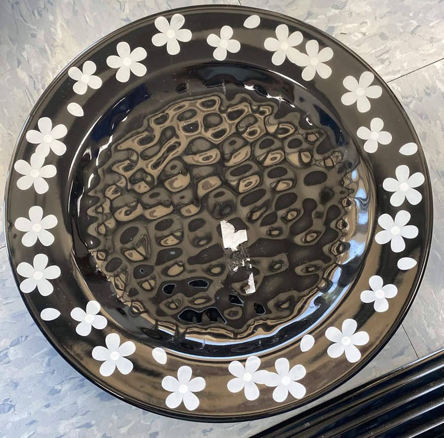 Fields of Flowers Black Salad Plate by Temp-Tations-1
