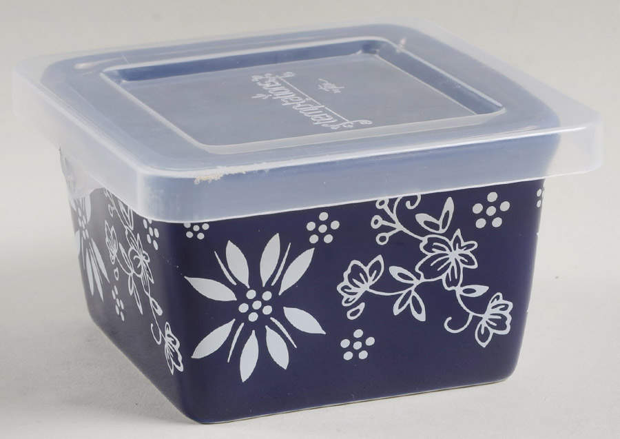Classic Blue Square Ramekin & Plastic Lid by Temp-Tations-1