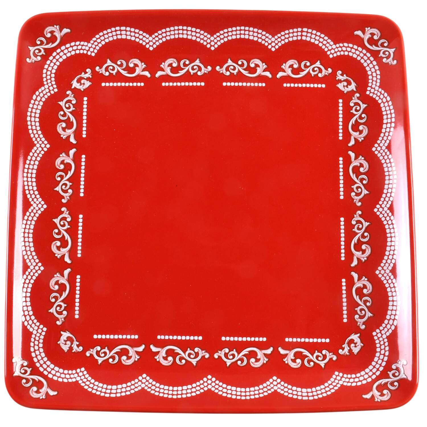Doodle Doo Red Square Dinner Plate by Temp-Tations-1