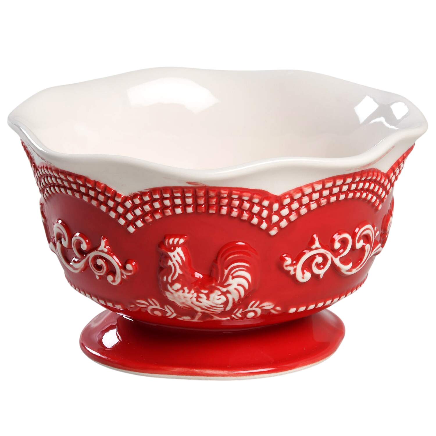 Doodle Doo Red Footed Dessert Bowl by Temp-Tations-1