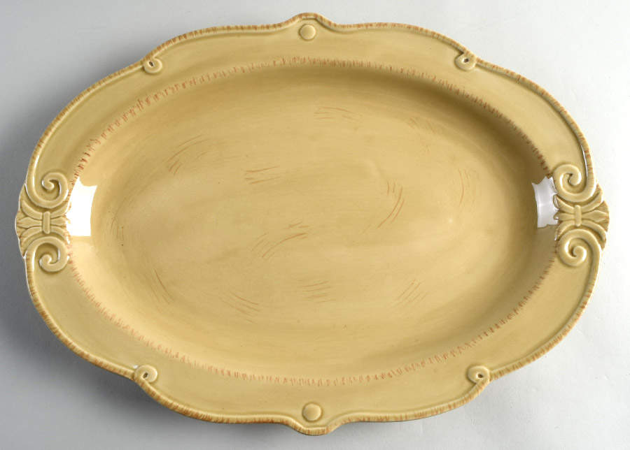Auvignon Pale Olive 15" Oval Serving Platter by Tienshan-1