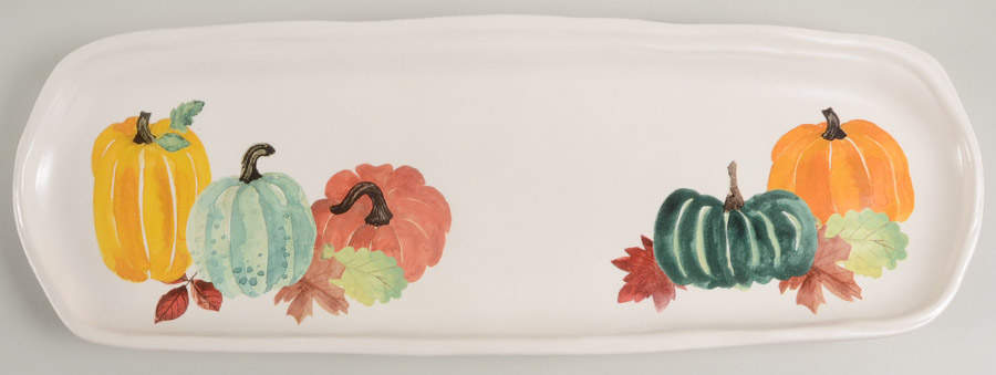 Scattered Pumpkin Leaf 16" Oblong Tray by Tabletops Unlimited-1