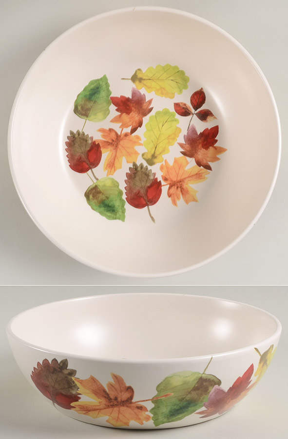 Scattered Pumpkin Leaf 11" Round Serving Bowl by Tabletops Unlimited-1