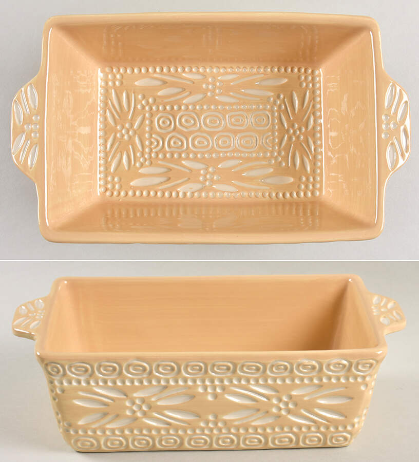 Carved Old World Yellow 10" Rectangular Baker by Temp-Tations-1