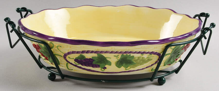 Fresh Crop 11" Oval Baker W/Metal Stand by Temp-Tations-1