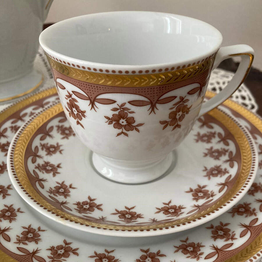 TIR893 Footed Cup & Saucer Set by Tirschenreuth-1