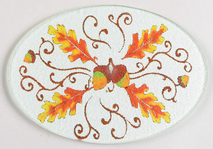 Fall Harvest Oval Glass Trivet for 2 Qt Casserole by Temp-Tations-1