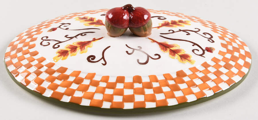 Fall Harvest Lid for 2 Quart Oval Covered Casserole by Temp-Tations-1