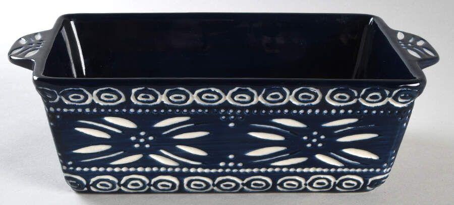 Carved Old World Blue 10" Rectangular Baker by Temp-Tations-1