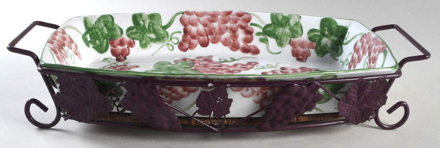 TEQ6 13" Rectangular Baker w/Metal Stand & Wicker Trive by Temp-Tations-1