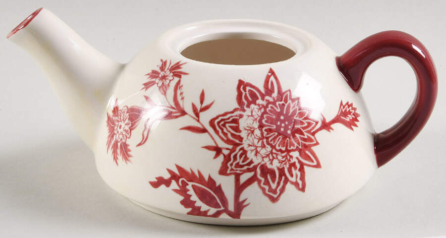 Toile Red Individual Teapot with Cup Teapot No Lid by Temp-Tations-1