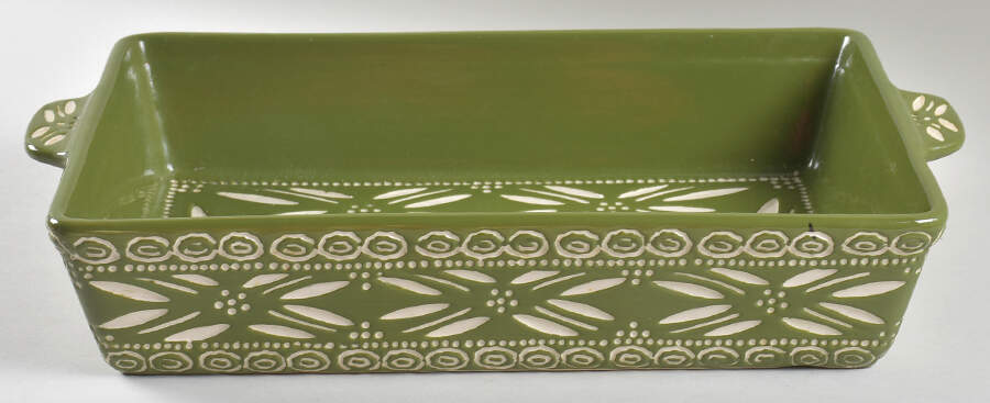 Carved Old World-Green 15" Rectangular Baker by Temp-Tations-1
