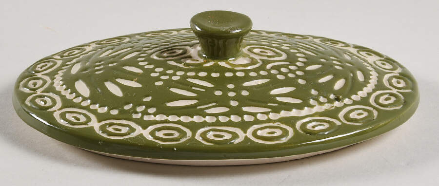 Carved Old World-Green Lid for 9 Oz Individual Oval Casserole by Temp-Tations-1