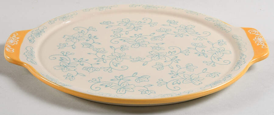 Floral Lace Teal 11" Round Lid-It (Trivet,Tray,Baker Lid) by Temp-Tations-1