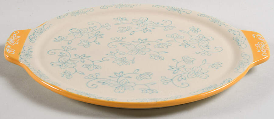 Floral Lace Teal 10" Round Lid-It (Trivet,Tray,Baker Lid) by Temp-Tations-1