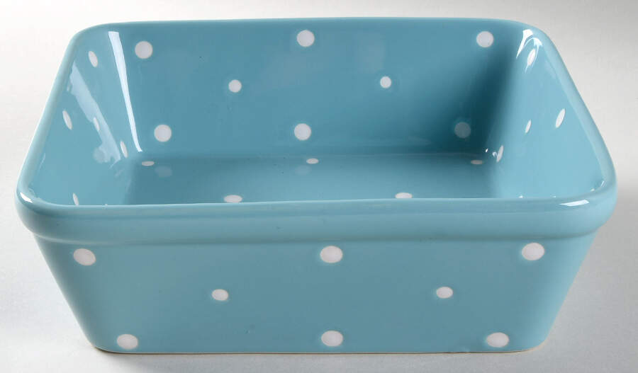 Polka Dot Turquoise 8" Square Baker by Temp-Tations-1