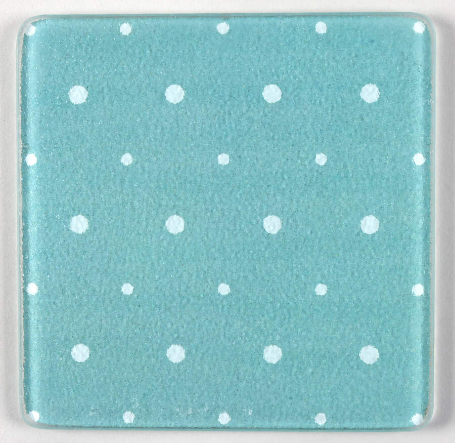 Polka Dot Turquoise Glass Trivet for 8" Square Baker by Temp-Tations-1