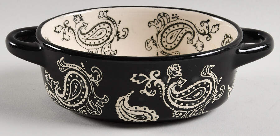 Vintagepaisley-Black 9 Oz Individual Oval Casserole No Lid by Temp-Tations-1