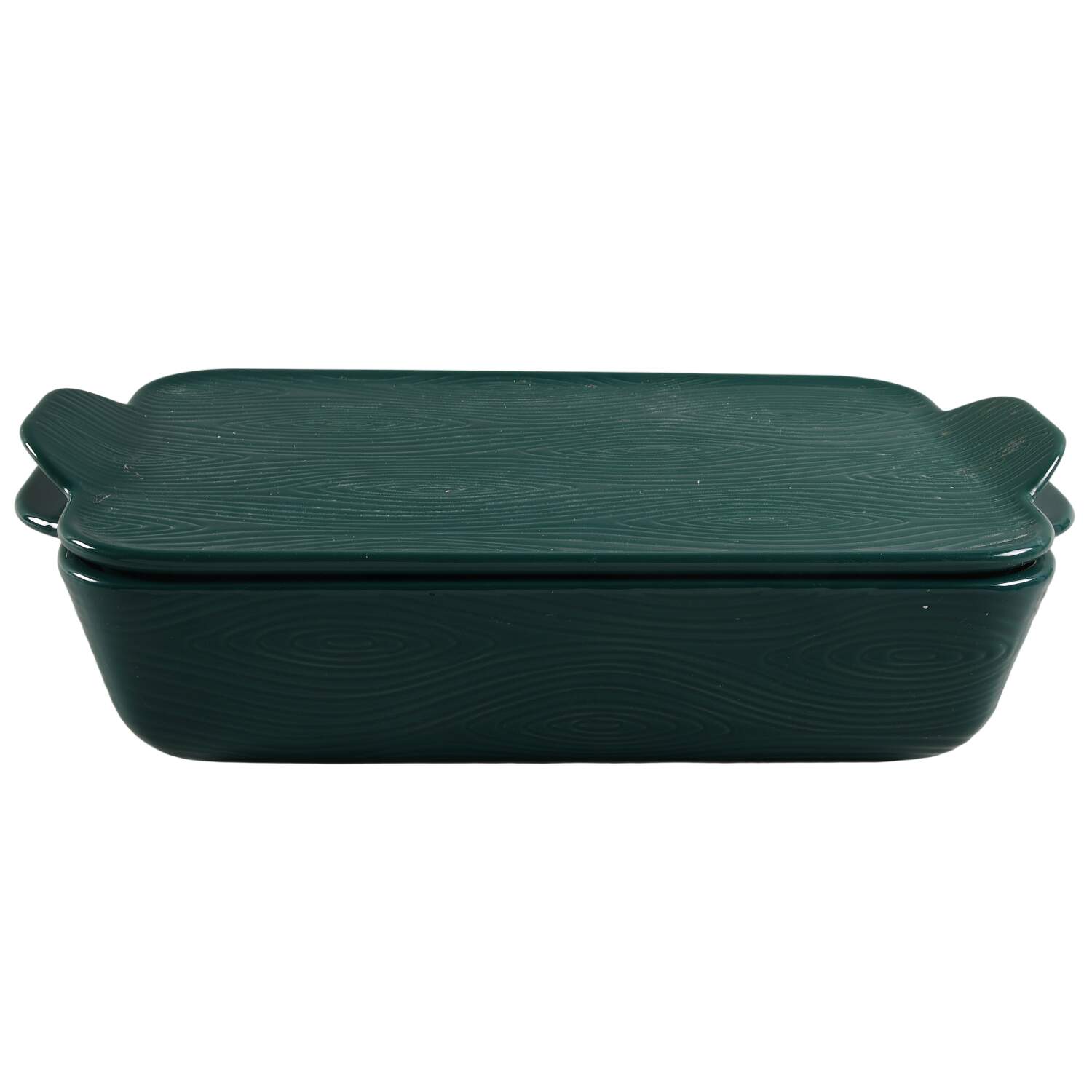 Woodland Emerald Green 15" Rectangular Tab Handled Baker & Lid-It by Temp-Tations-1