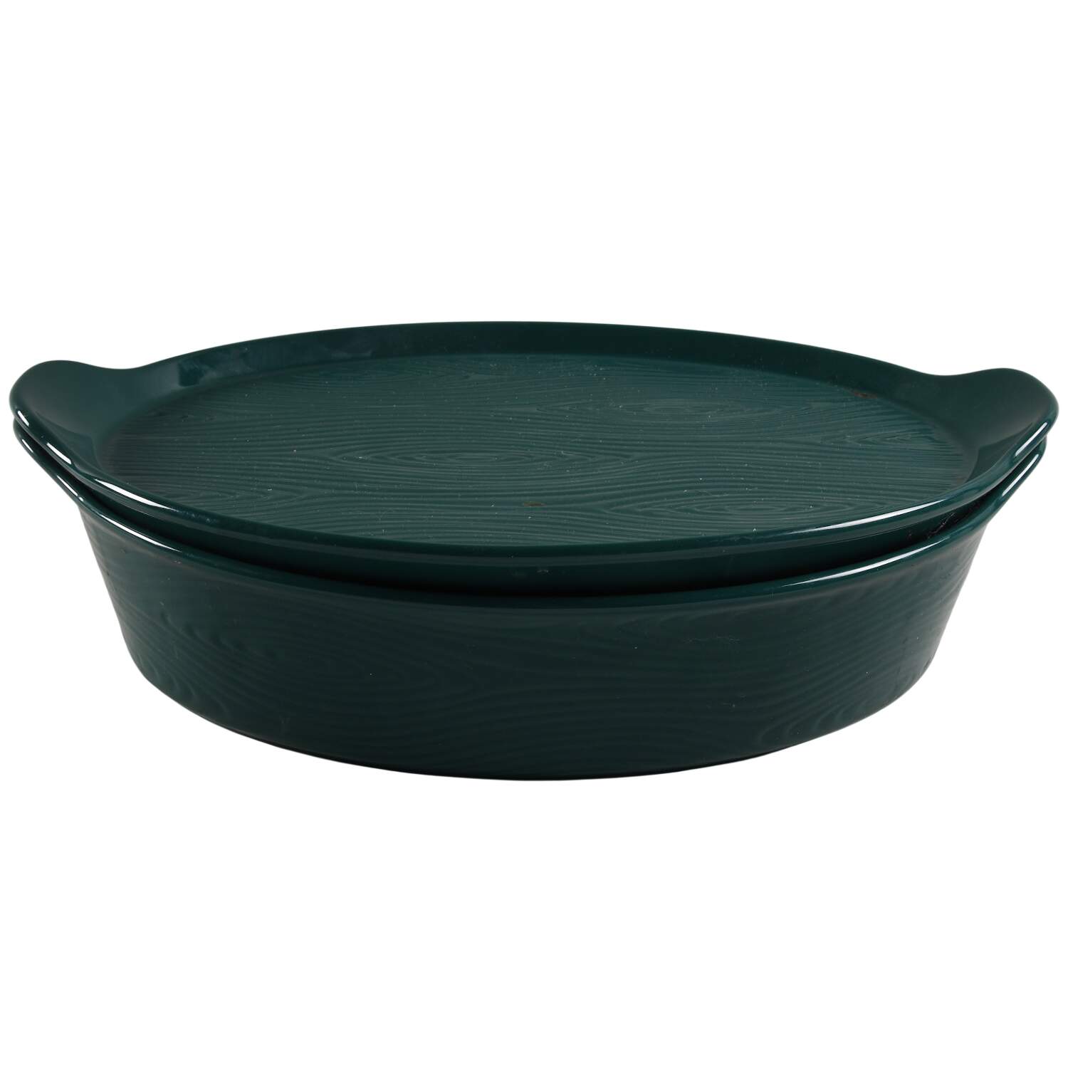 Woodland Emerald Green 14" Oval Tab Handled Baker & Lid-It by Temp-Tations-1