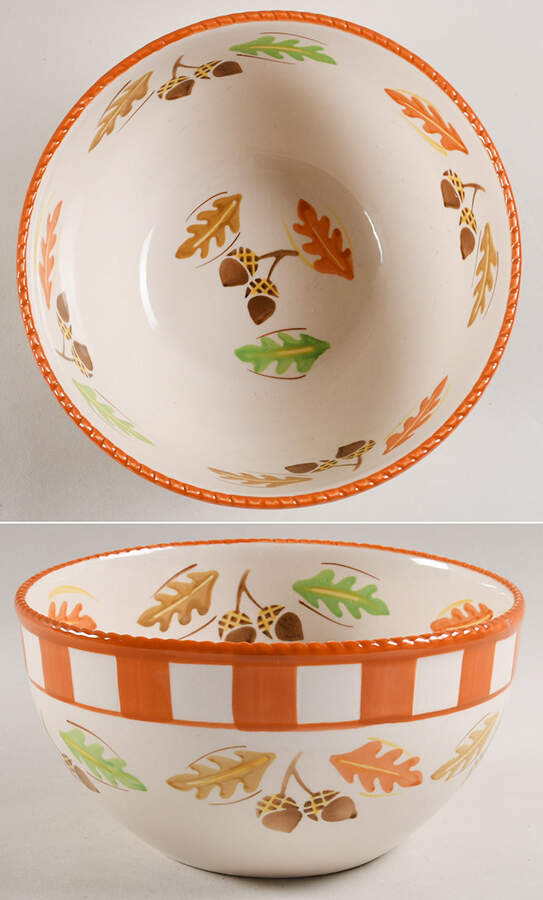 Old World-Fall Acorn & Leaf 8" Nesting Bowl by Temp-Tations-1