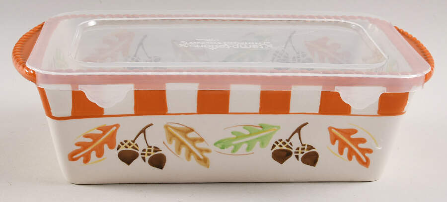 Old World-Fall Acorn & Leaf Loaf Pan & Plastic Lid by Temp-Tations-1