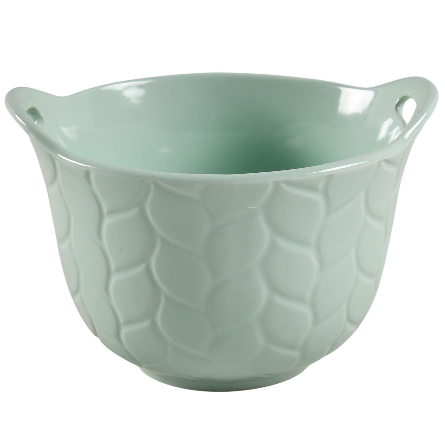 Carved Willow Mint Green 5" Round Handled Bowl by Temp-Tations-1