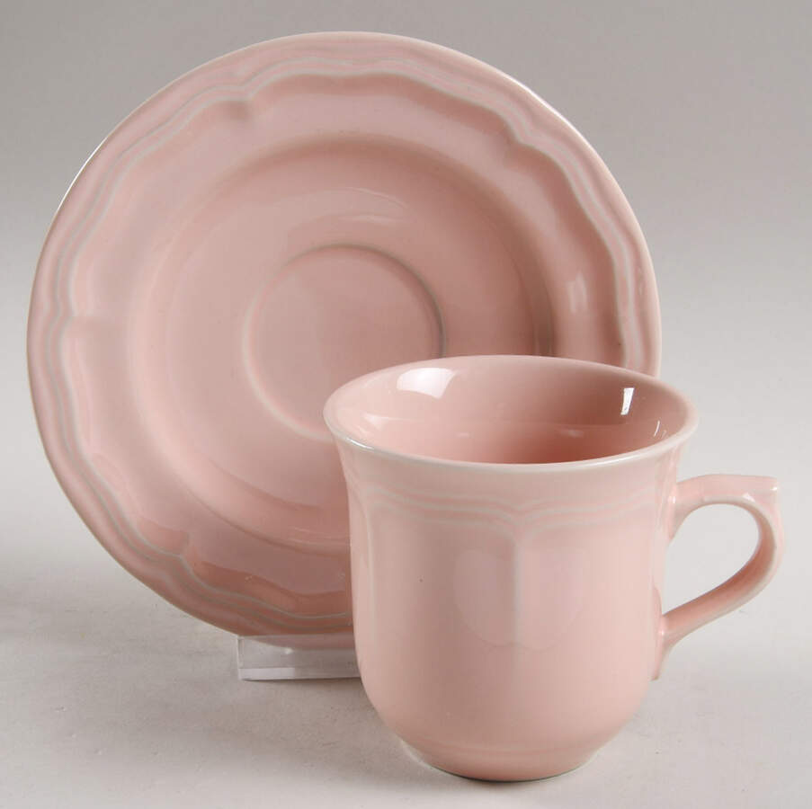 French Country Peach Flat Cup & Saucer Set by Ten Strawberry Street-1