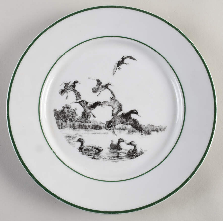 Mallards (Green Trim) Dinner Plate by Ten Strawberry Street-1