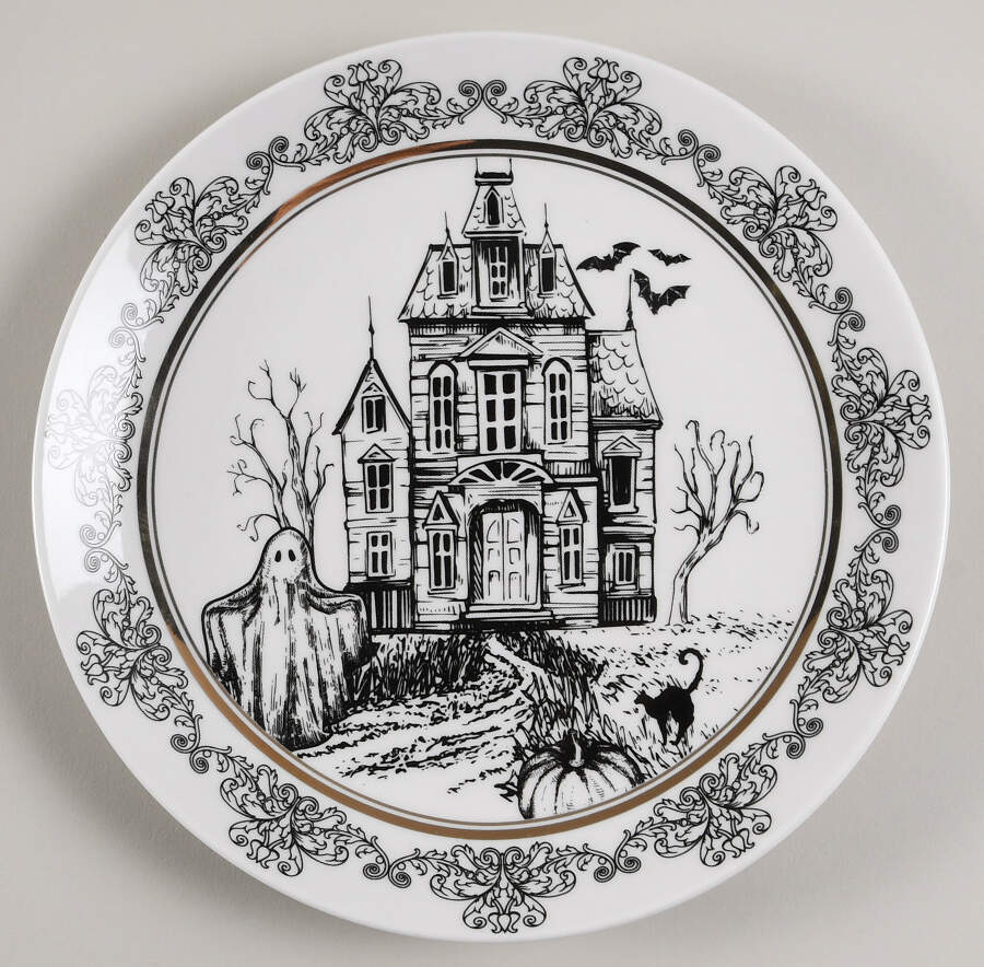 Haunted Houses Salad Plate by Ten Strawberry Street-1