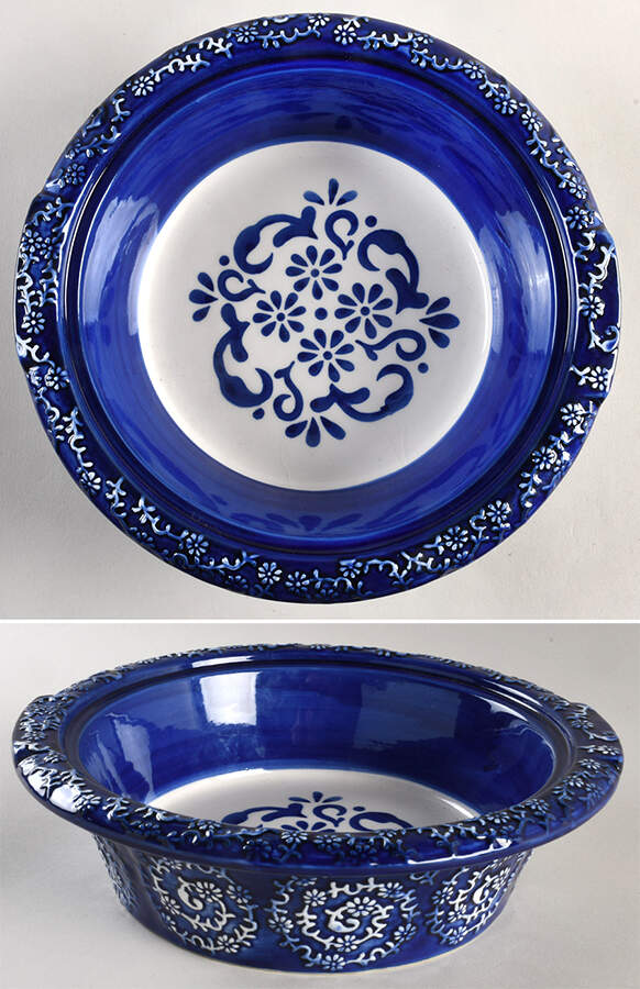Filigree-Blue 1.5 Qt Round Oven To Table Casserole No Lid by Temp-Tations-1