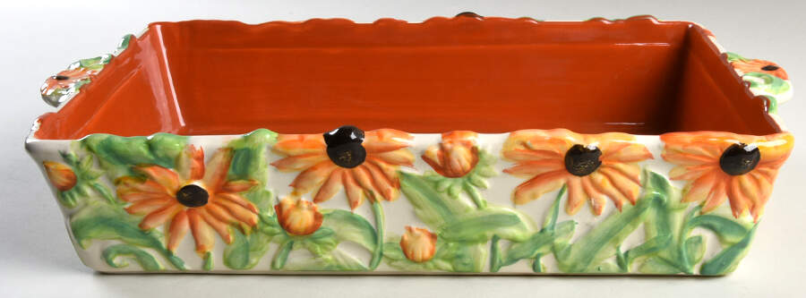Figural Floral-Orange Daisy 13" Rectangular Baker by Temp-Tations-1