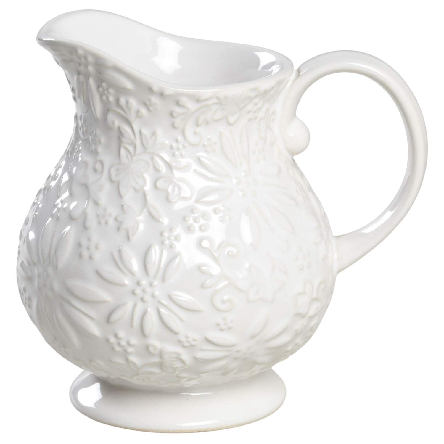 Classic Sculptural White 18 Oz Pitcher by Temp-Tations-1
