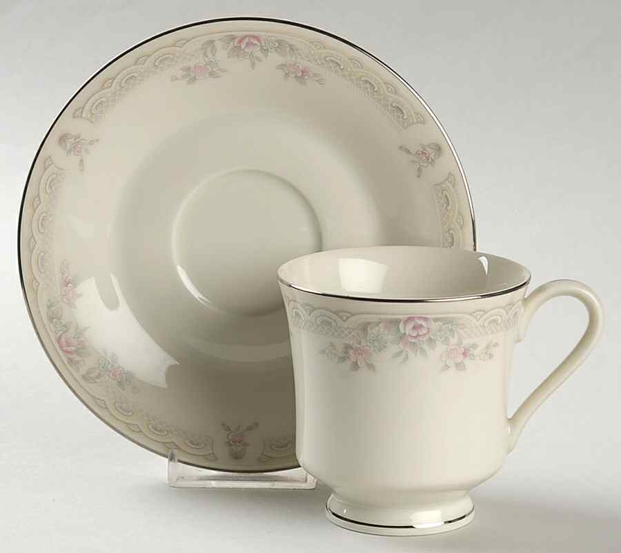 Ivory Lace Footed Cup & Saucer Set by United Surgical Steel-1