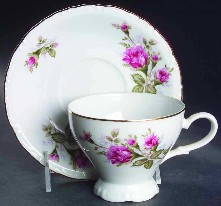 Old Rose Footed Cup & Saucer Set by United Surgical Steel-1
