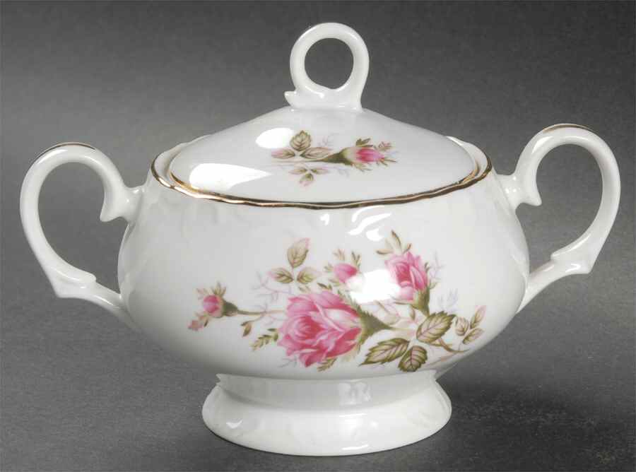 Old Rose Sugar Bowl & Lid by United Surgical Steel-1